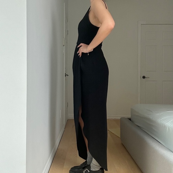 BLACK XSCAPE ASYMMETRICAL PROM DRESS - Picture 2 of 6